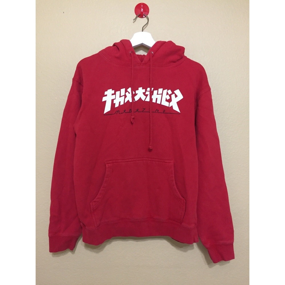 Thrasher Red Pullover Hoodie with White Logo